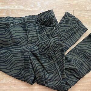 express black & olive zebra print jeans